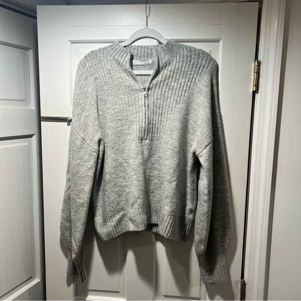 Sophie Rue gray mock neck quarter zip size xl